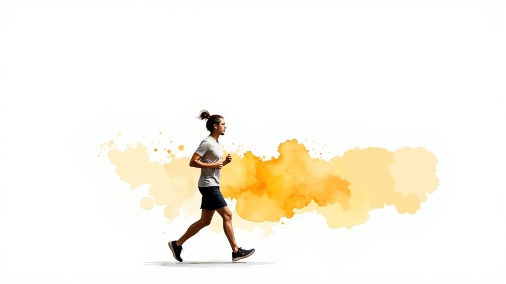 A person stretching at their desk as a form of quick stress relief.