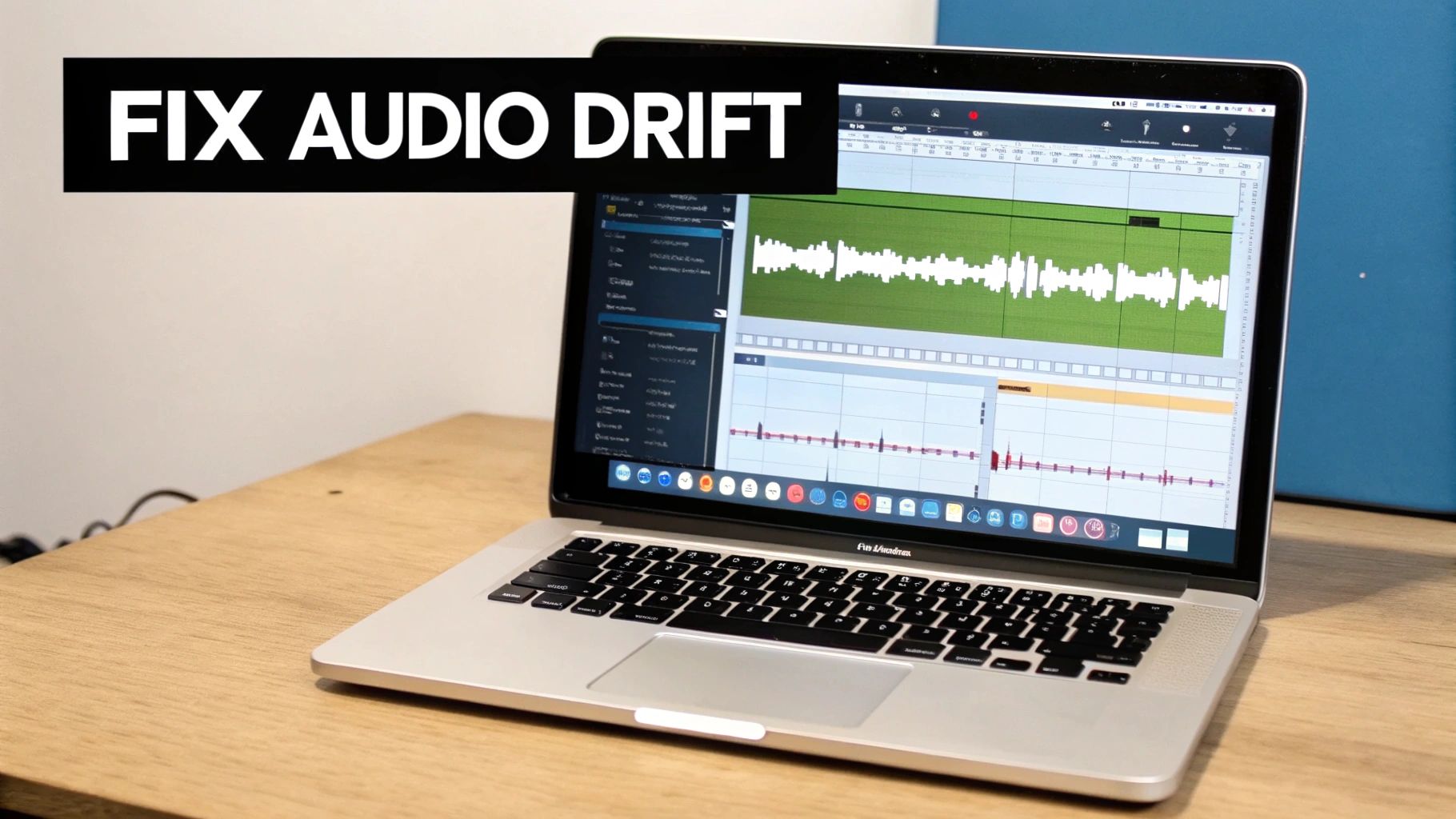 A close-up of an audio mixing board with sliders and knobs, representing precise audio control.