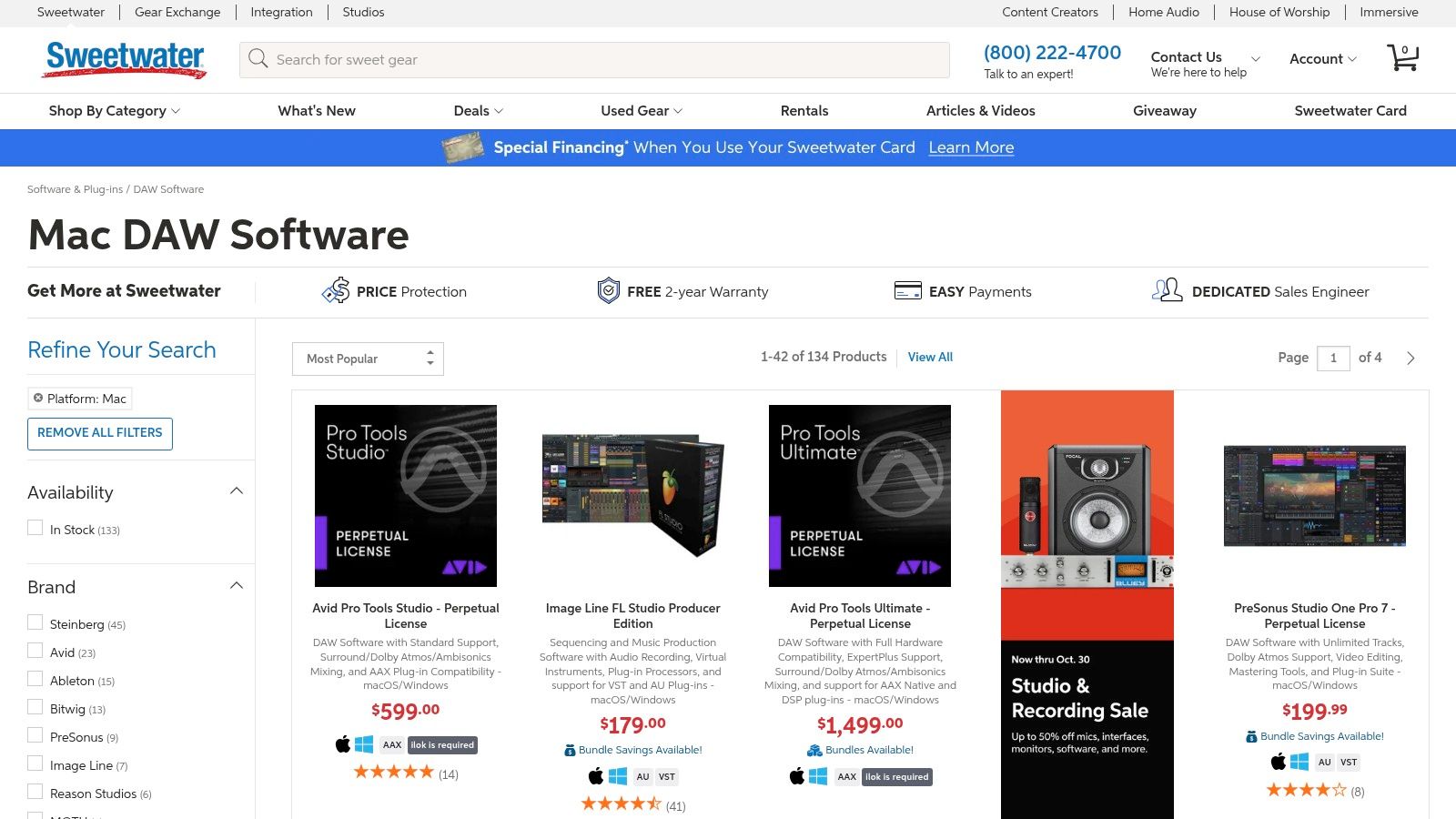 Sweetwater – Mac DAW Software Category