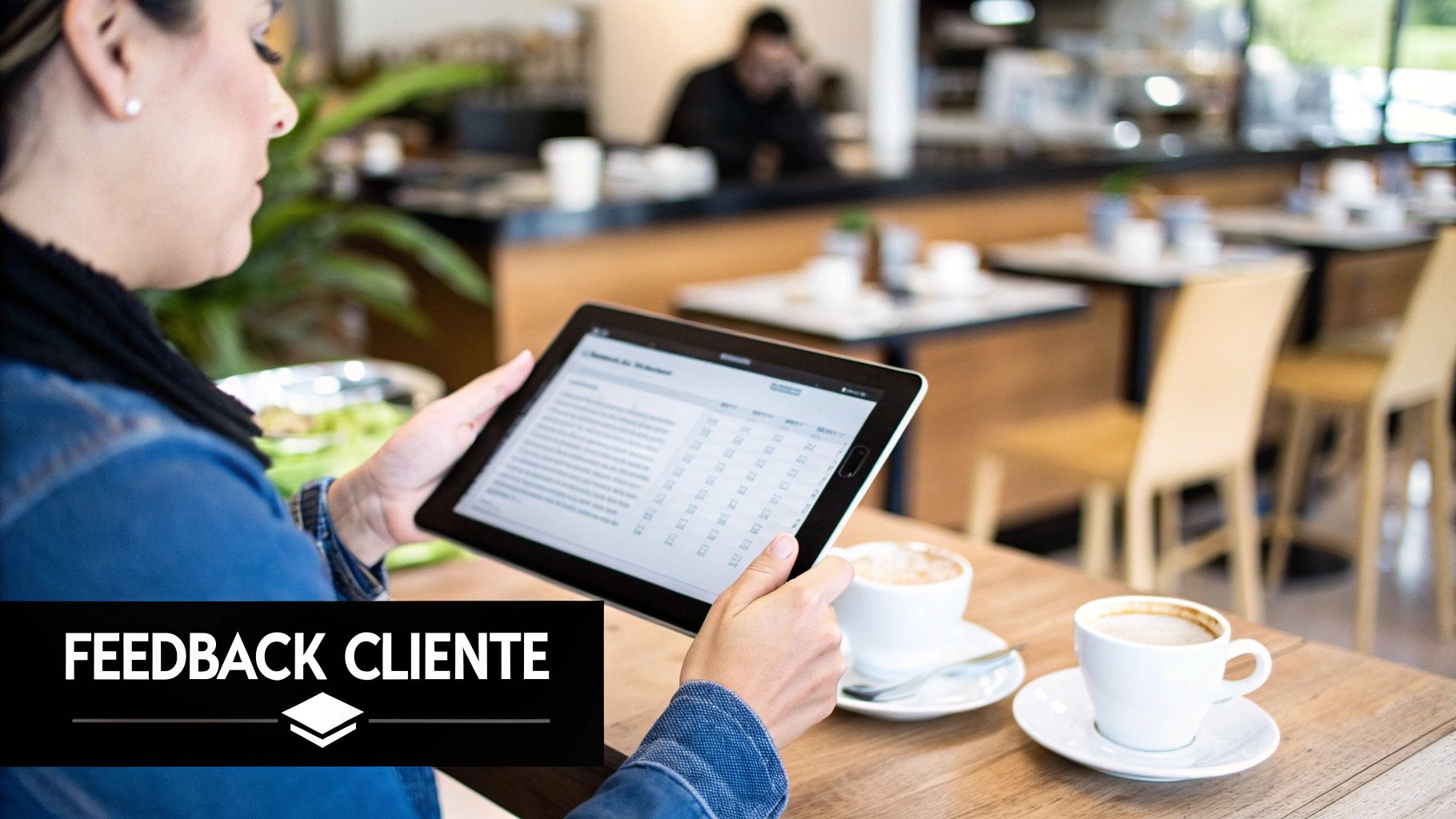 Personas sonriendo mientras interactúan con un dispositivo, simbolizando una experiencia de cliente positiva y emocionalmente conectada.