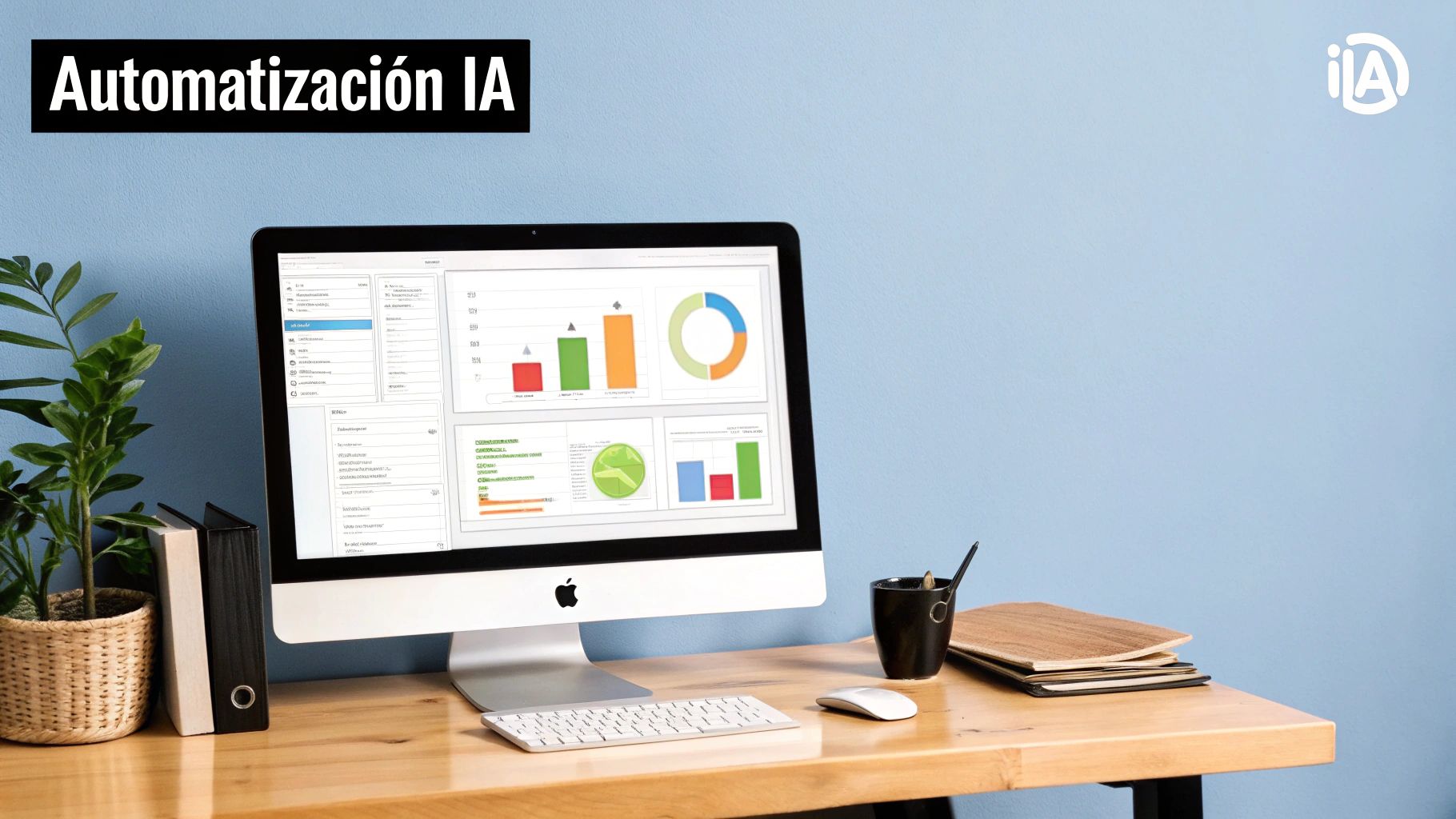 Un flujo de trabajo de automatización representado visualmente con iconos conectados.