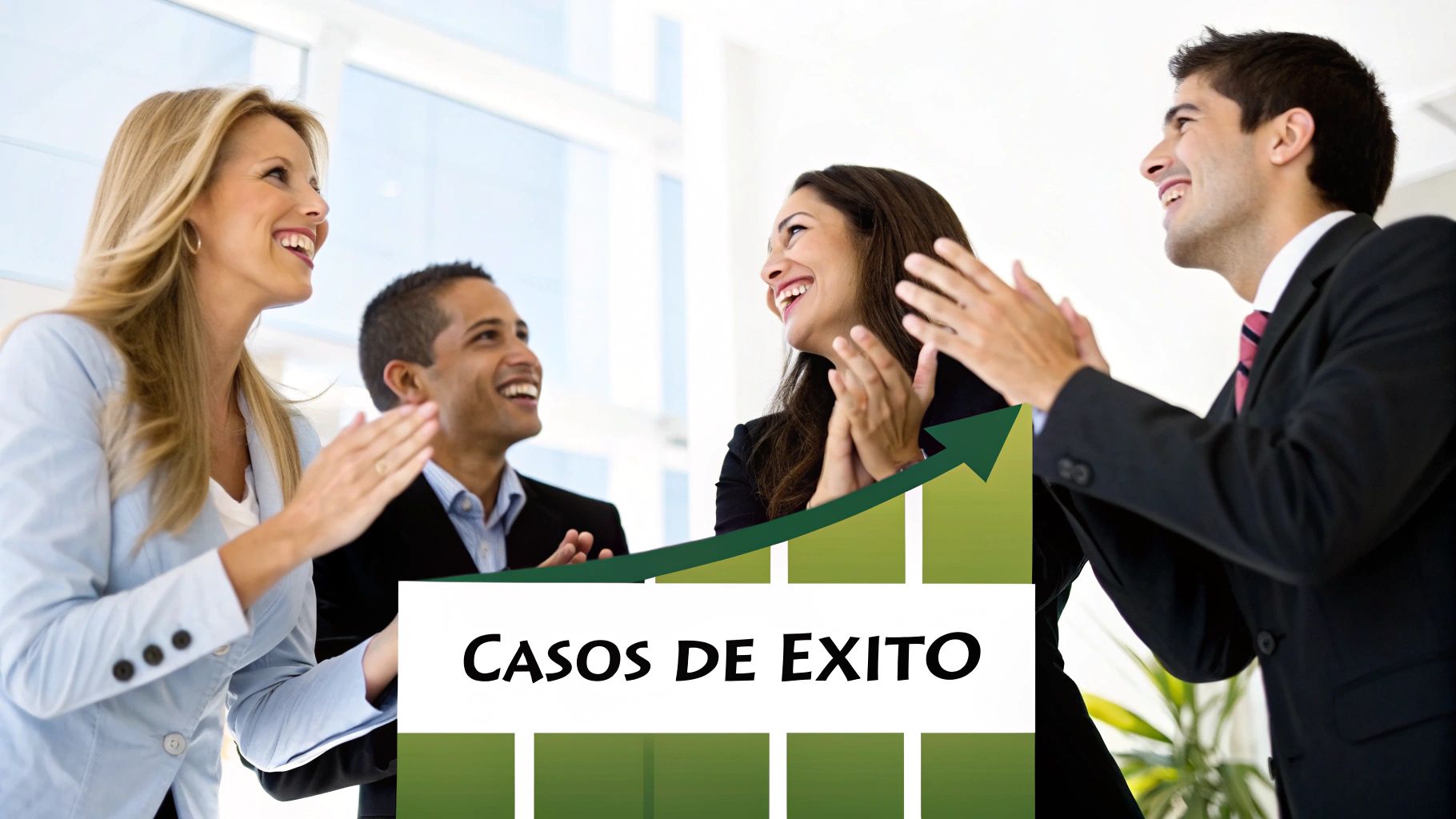 Imagen de un equipo celebrando el éxito de su proyecto de software a medida