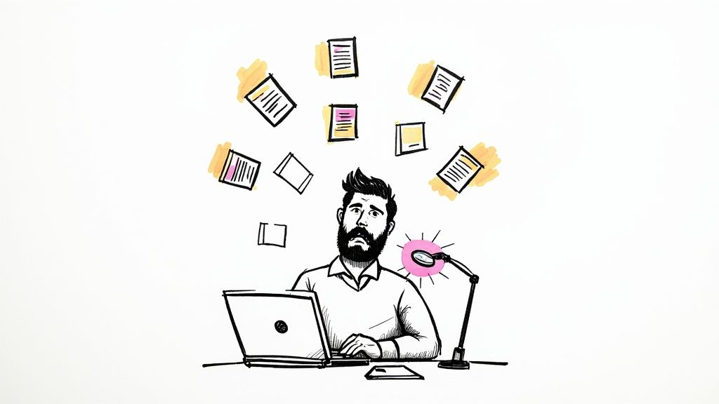 A neatly organized desk with a laptop and a person working efficiently.