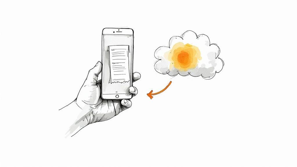 A person comparing different cloud storage options on a tablet.