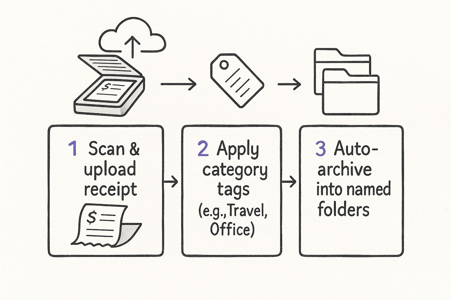 Infographic about organize receipts in cloud storage
