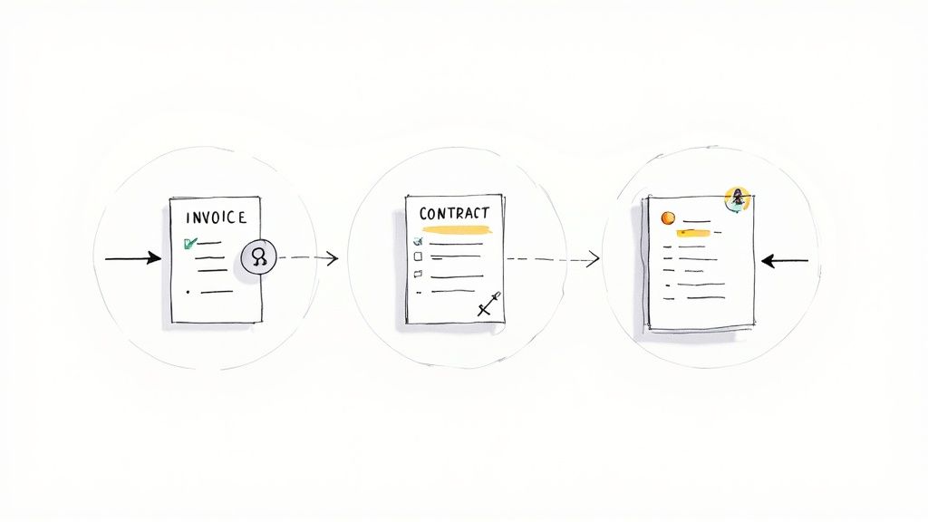 A person working calmly at a clean desk, with digital files neatly organized on a screen, symbolizing peace of mind.