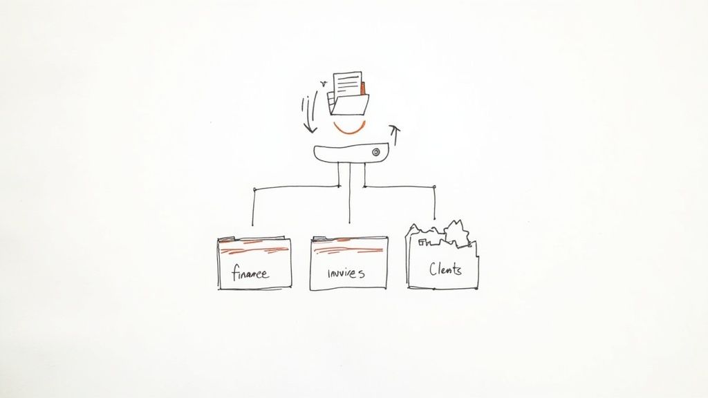A person scanning a document, symbolizing the first step in digitizing paper files for a paperless office document management system.
