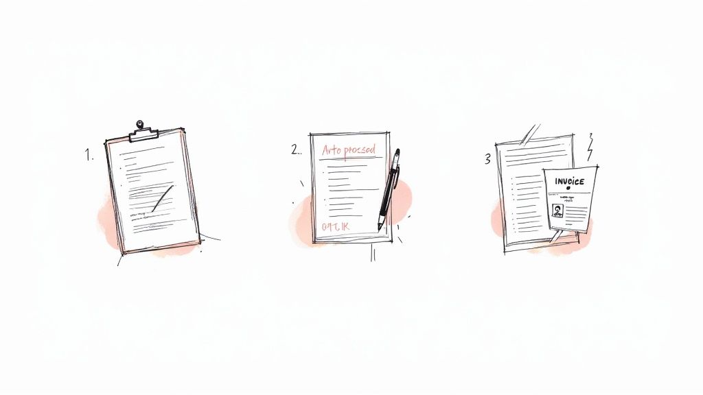 A diverse team collaborates in a modern office, showcasing the productivity gains from document automation.