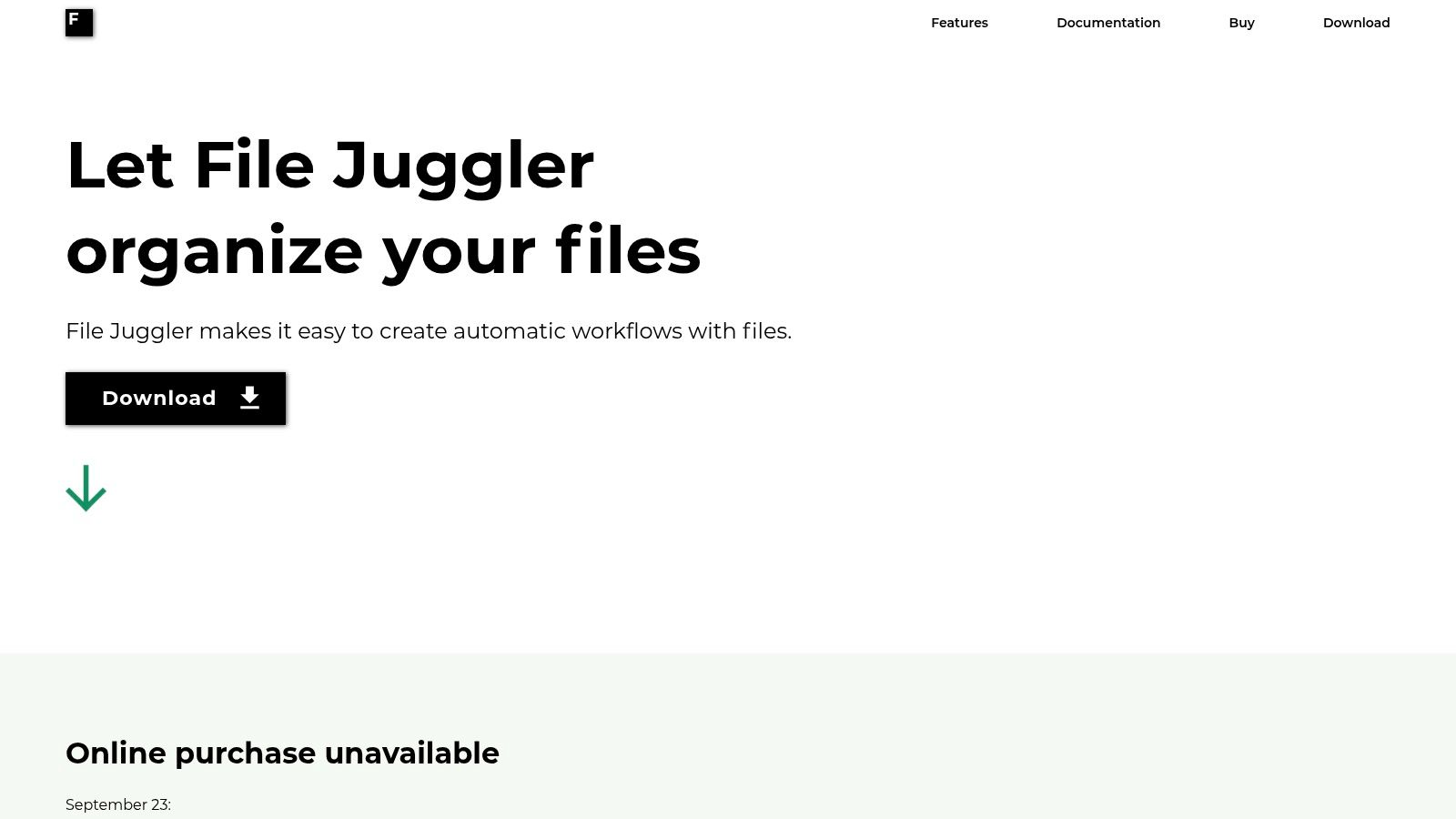 File Juggler showing its straightforward rule-based interface for setting up automated file renaming and organisation.