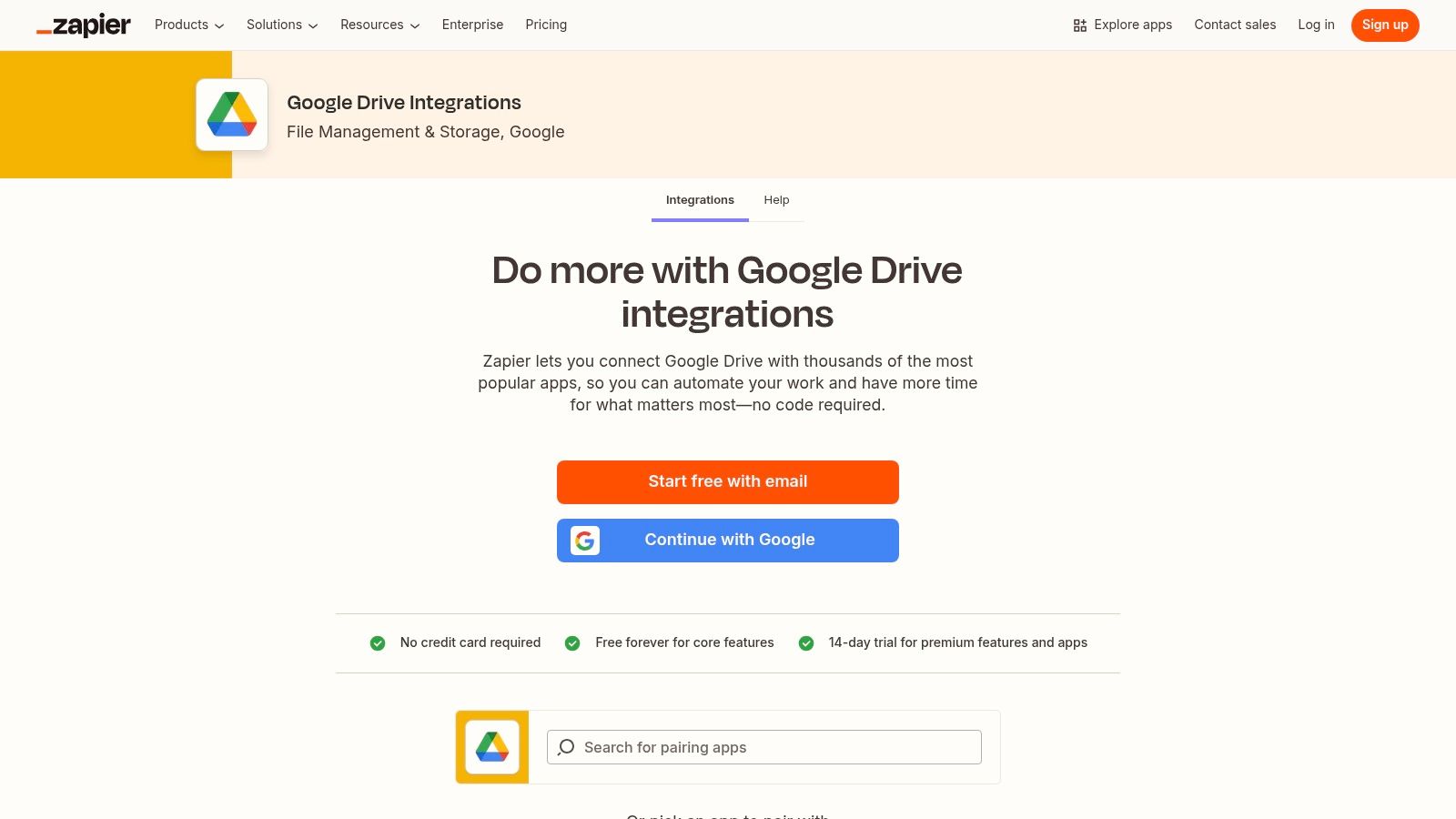 Zapier interface showing Google Drive automation templates