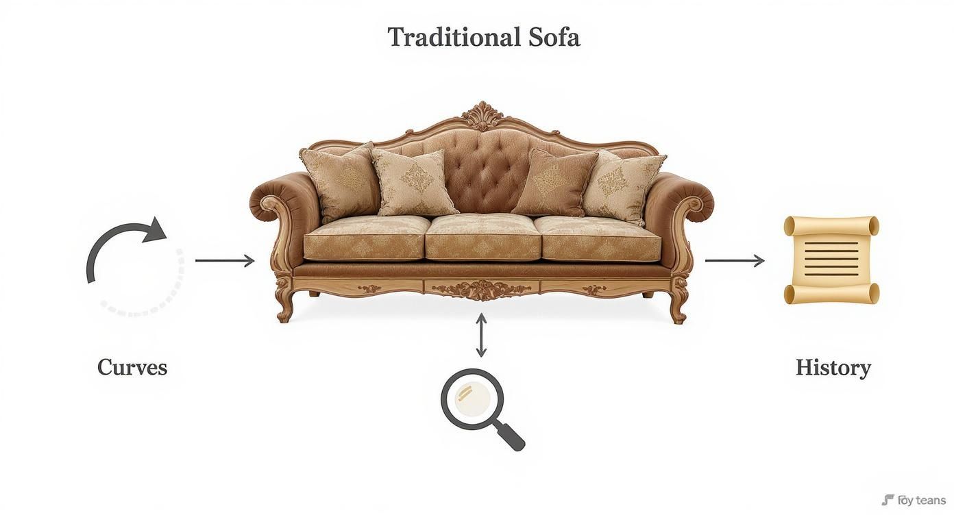 Infographic about traditional style sofas