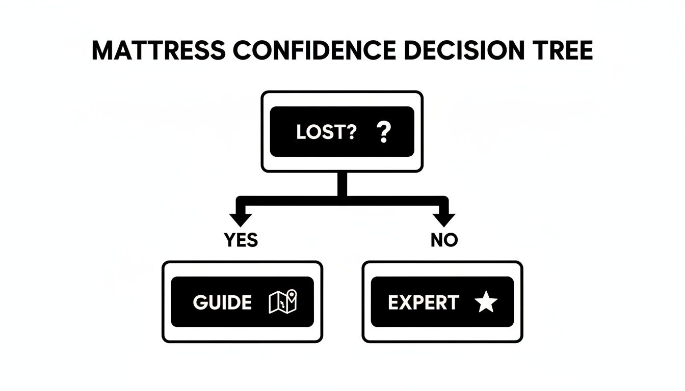 A mattress shopping confidence decision tree. If lost, follow the guide; otherwise, consult an expert.