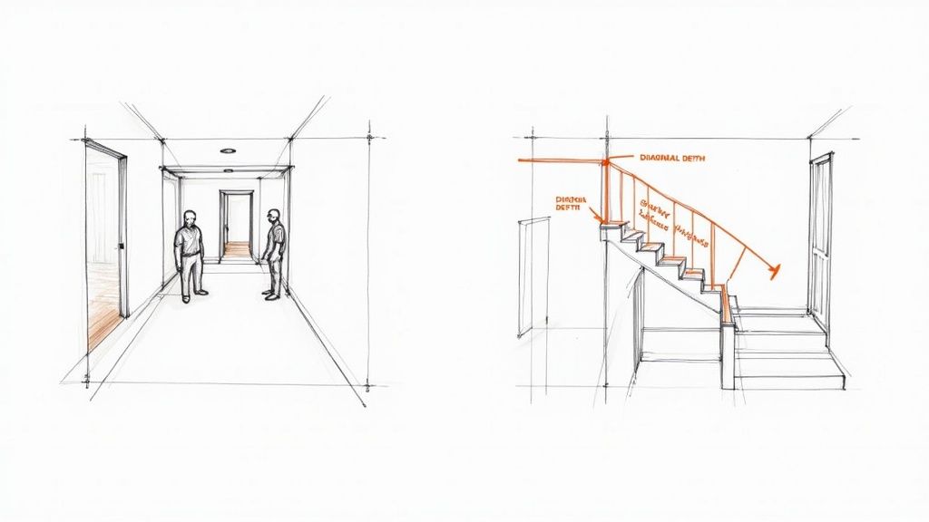 A detailed diagram showing how to measure the different parts of a sectional couch.