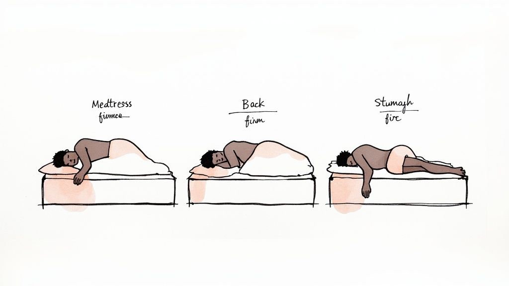 A person sleeping peacefully on their side, with the mattress conforming perfectly to their body shape.