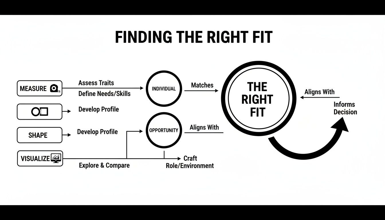 A diagram illustrates a process for finding the right fit between an individual and an opportunity.