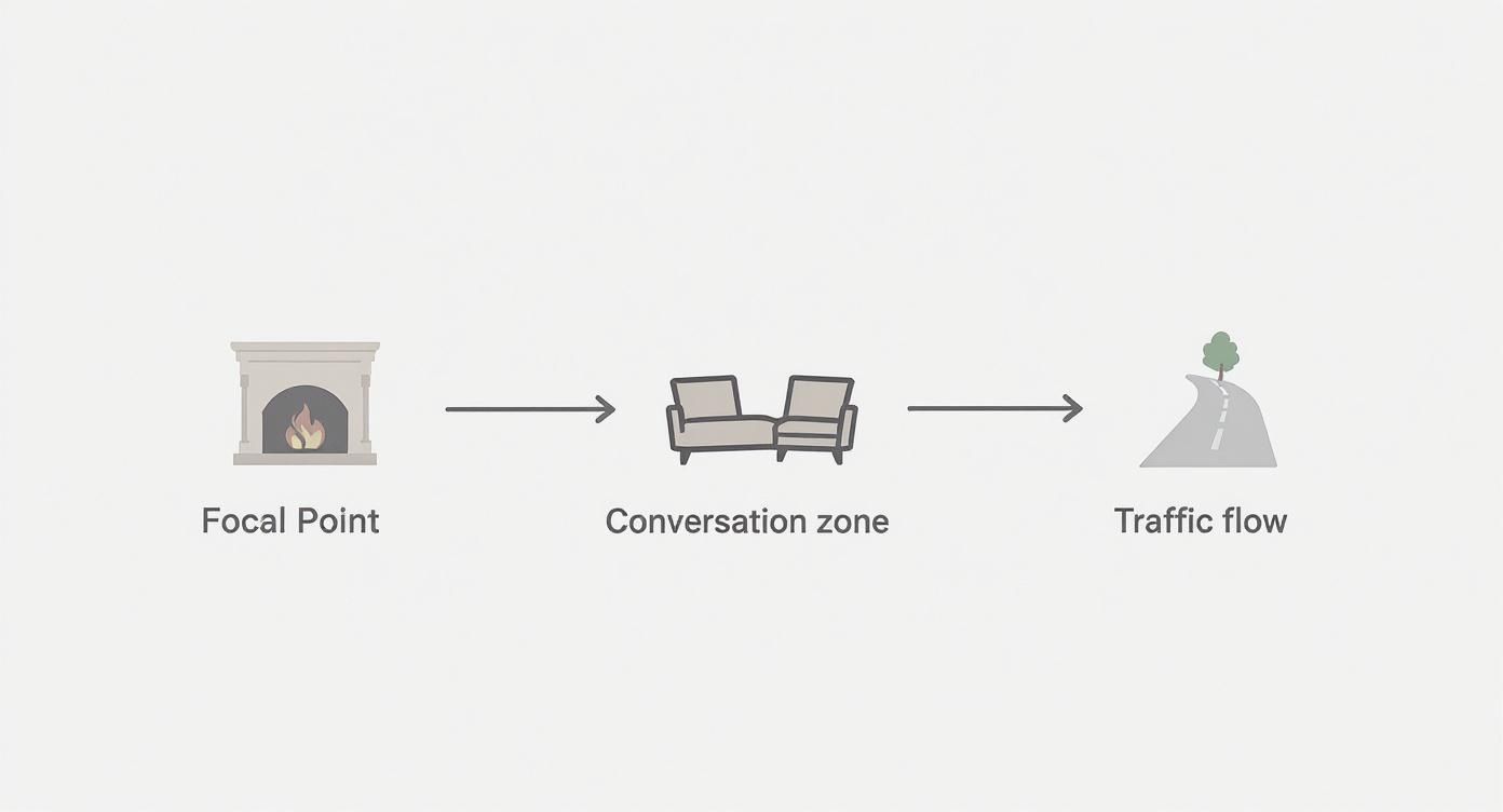 Infographic about how to arrange living room furniture
