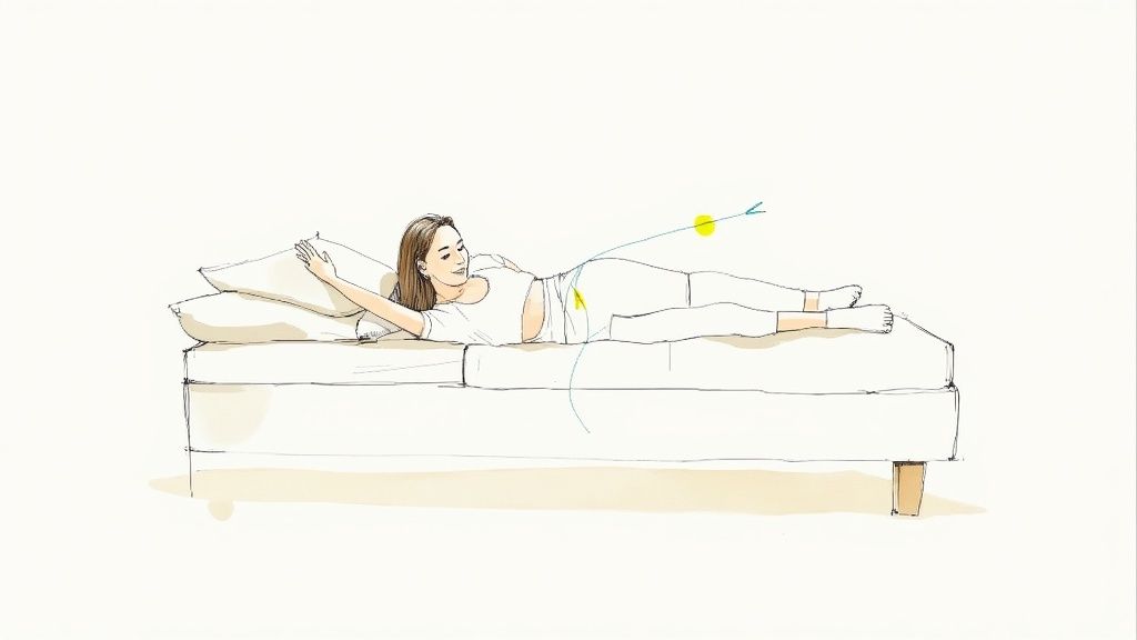 A person waking up refreshed and stretching in bed, highlighting the comfort of a memory foam mattress.