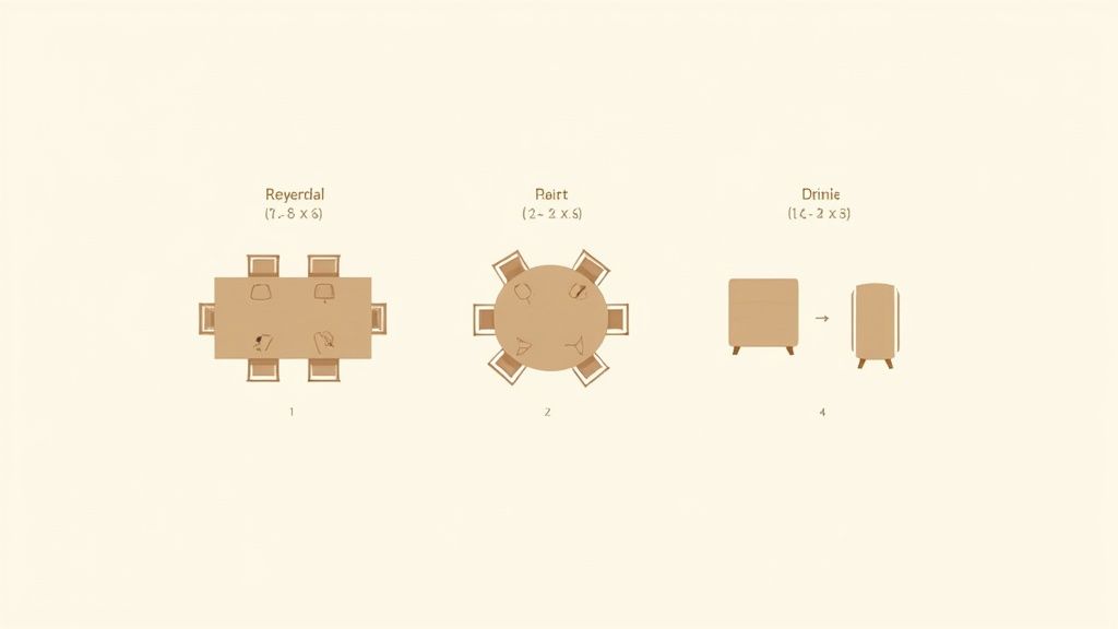 A family gathered around a sturdy wooden dining table, sharing a meal and laughing.