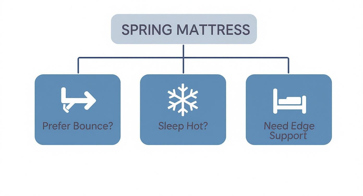 Infographic about memory foam vs spring mattress