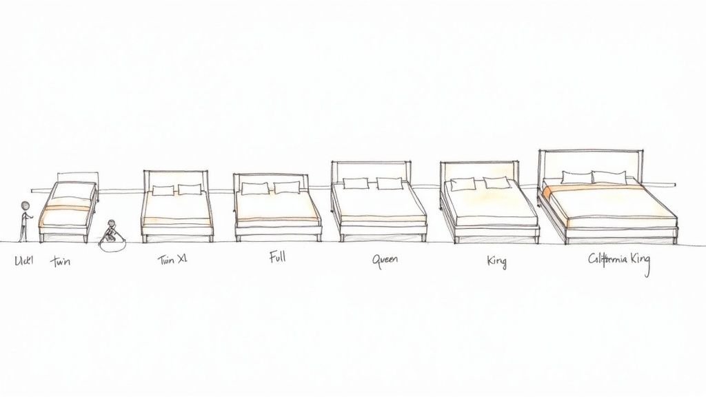 A person measuring a mattress with tape, focusing on dimensions.