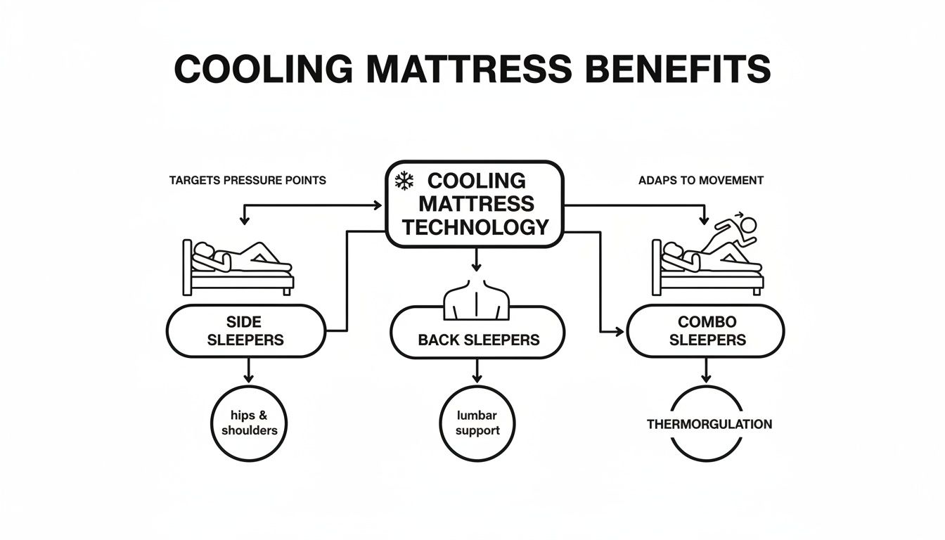 Infographic about cooling mattress for hot sleepers