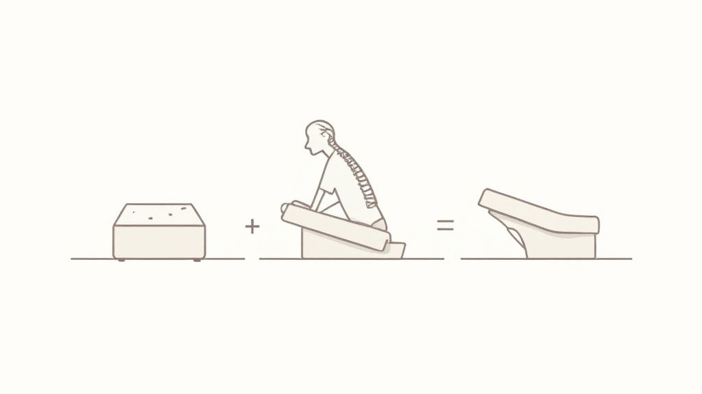 Pillows and an adjustable base complement a high-quality mattress.