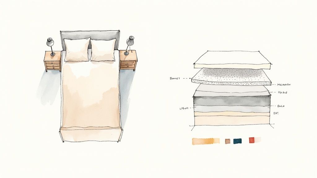 A tranquil bedroom with a well-made bed and matching nightstands.