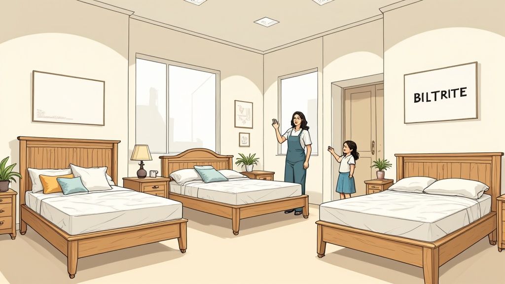 A friendly BILTRITE sales associate assisting a customer in the showroom.