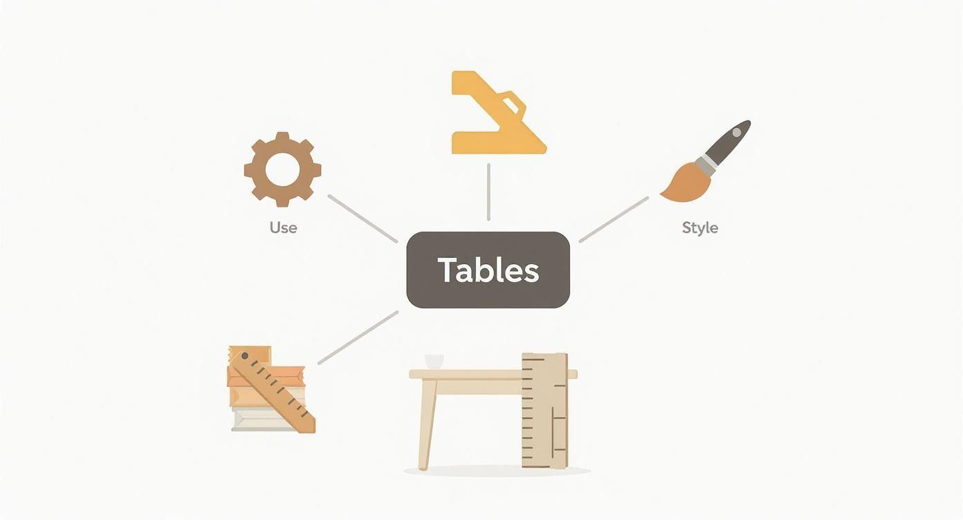 Infographic about types of tables