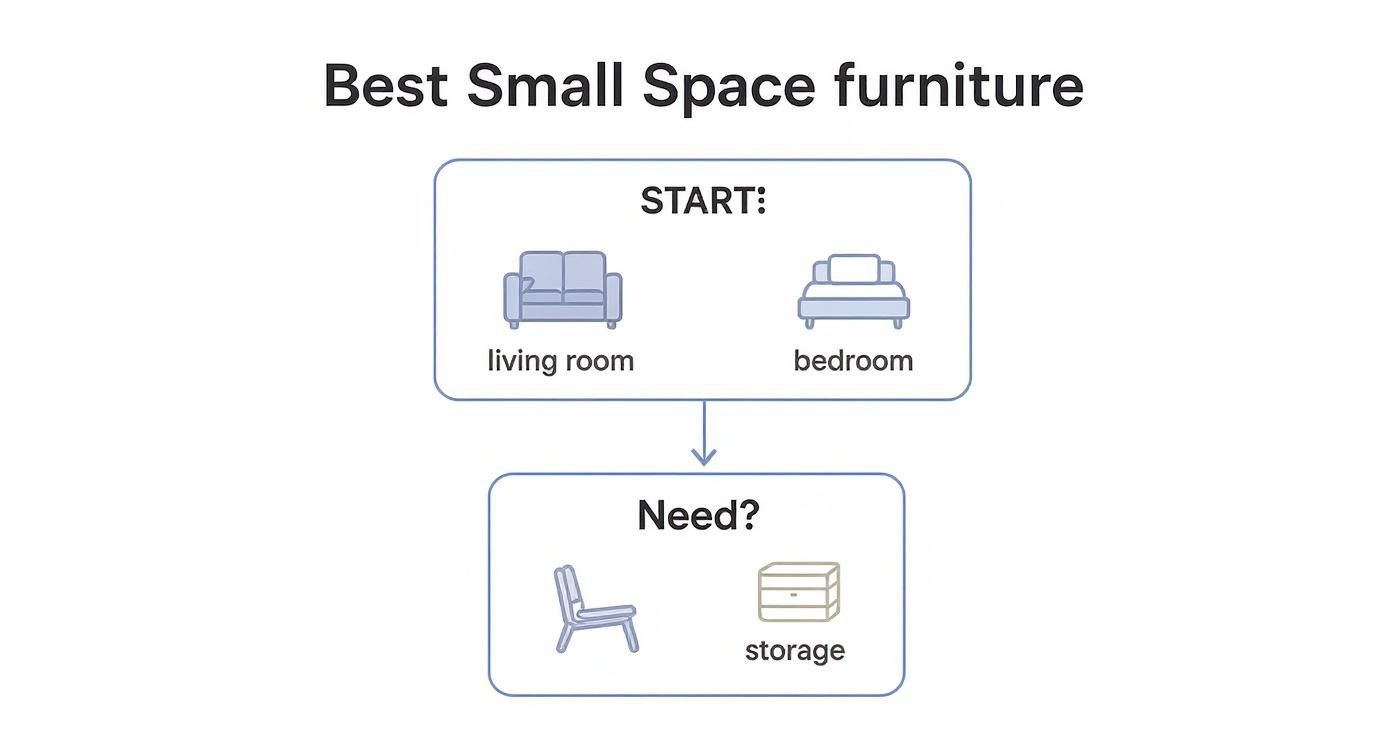 Infographic about best furniture for small spaces
