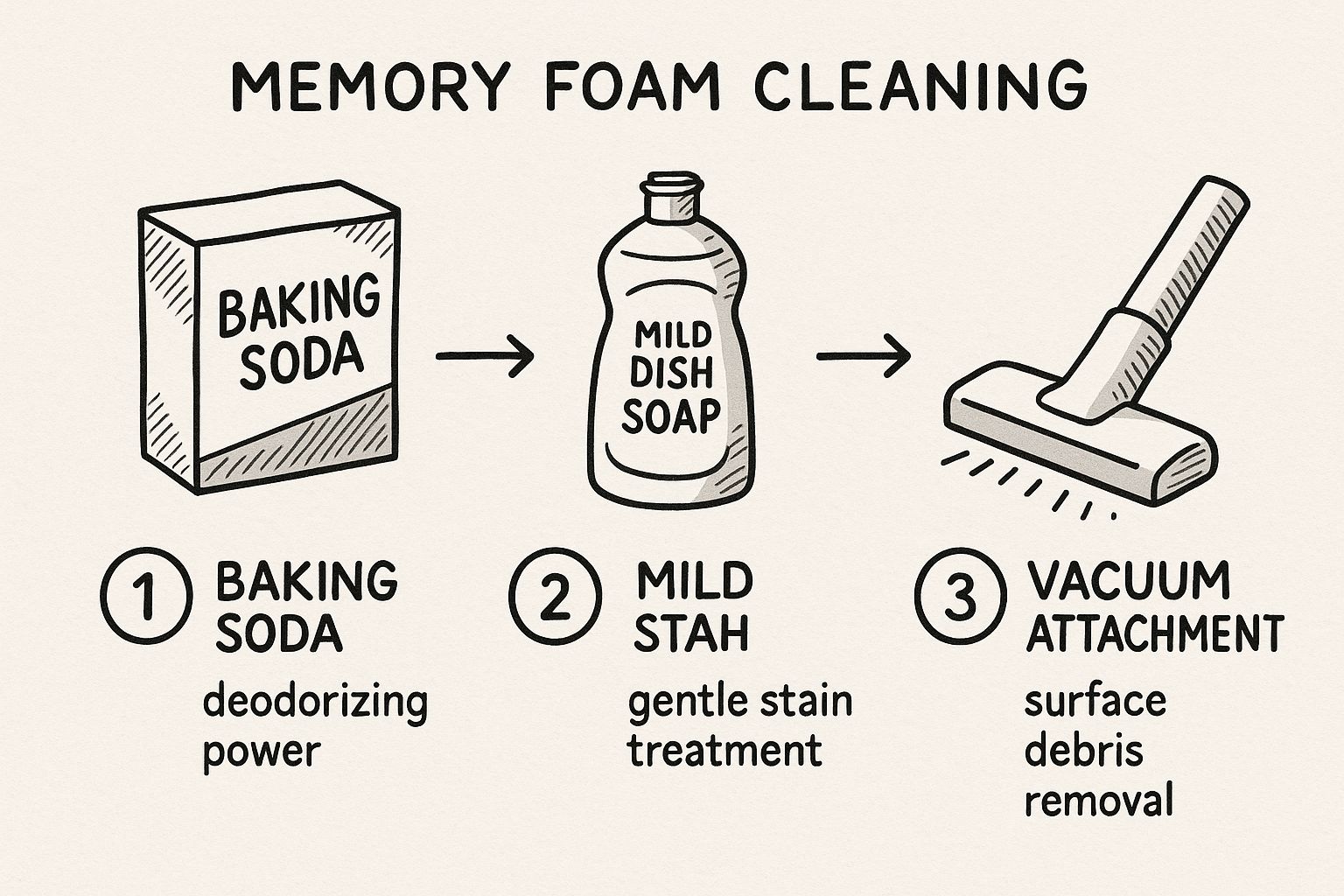 Infographic about how to clean memory foam