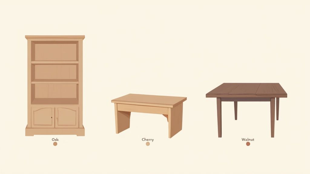 A modern Amish-made living room set with clean lines and a light wood finish, displayed in a well-lit showroom.