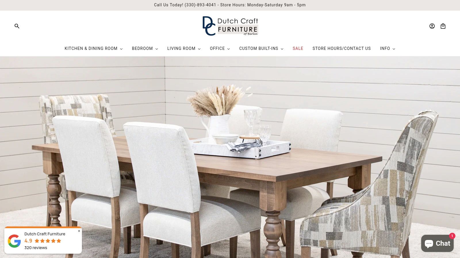 A dining room set from Dutch Craft Furniture of Berlin.