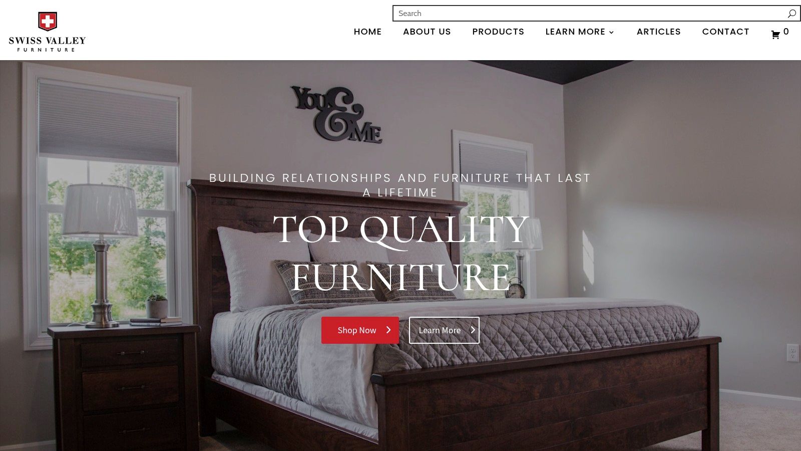 A solid wood bedroom set from Swiss Valley Furniture, showcasing traditional Amish craftsmanship.