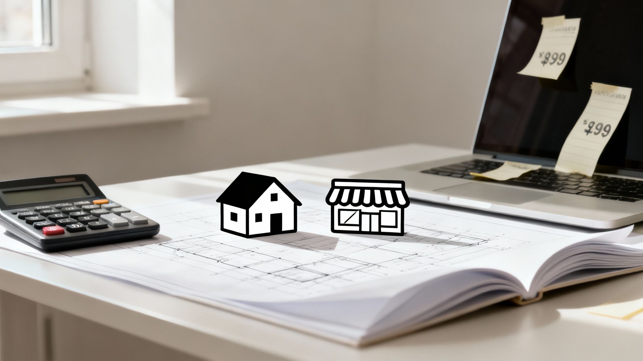 Calculator and keyboard symbolizing website development cost calculation