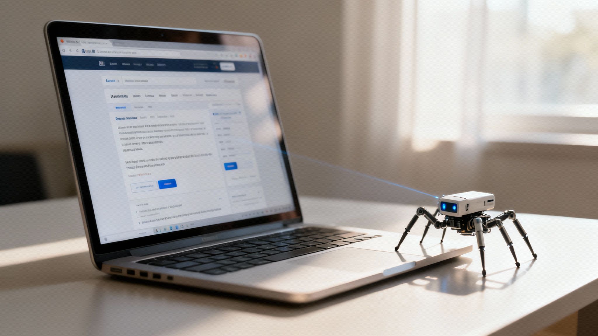 Ілюстрація, що показує, як пошукові роботи сканують інтернет