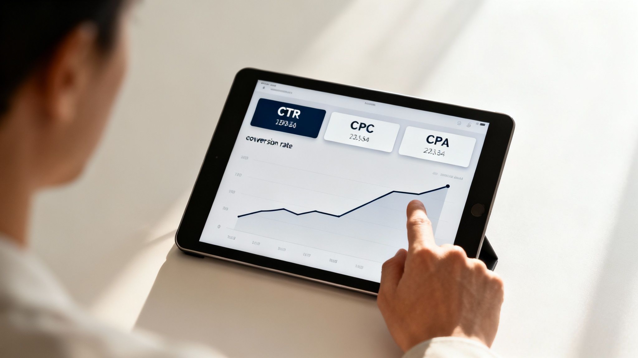 Жінка аналізує графіки ефективності реклами на ноутбуці