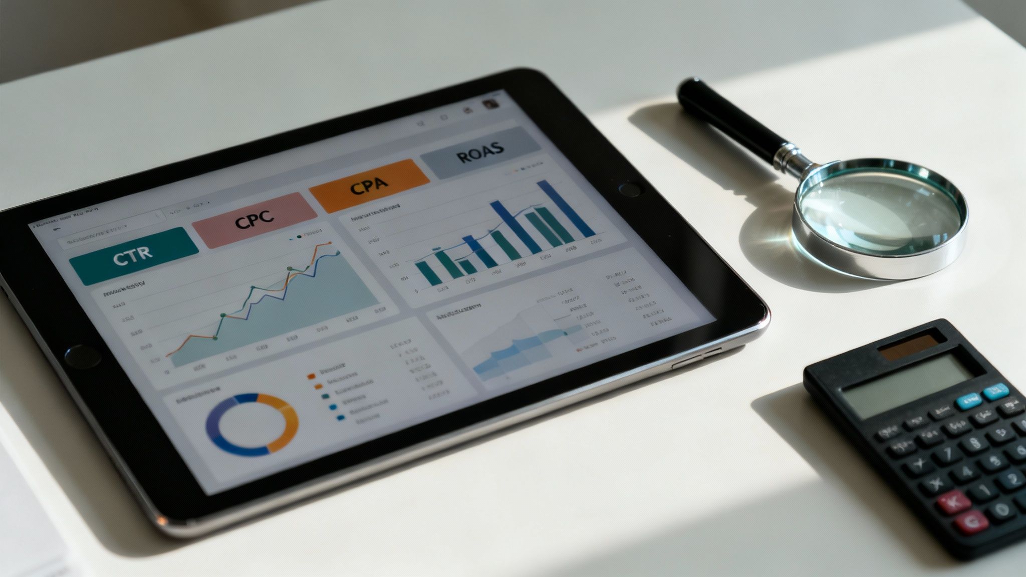 Діаграма, що показує аналіз даних та метрик для оптимізації ROI