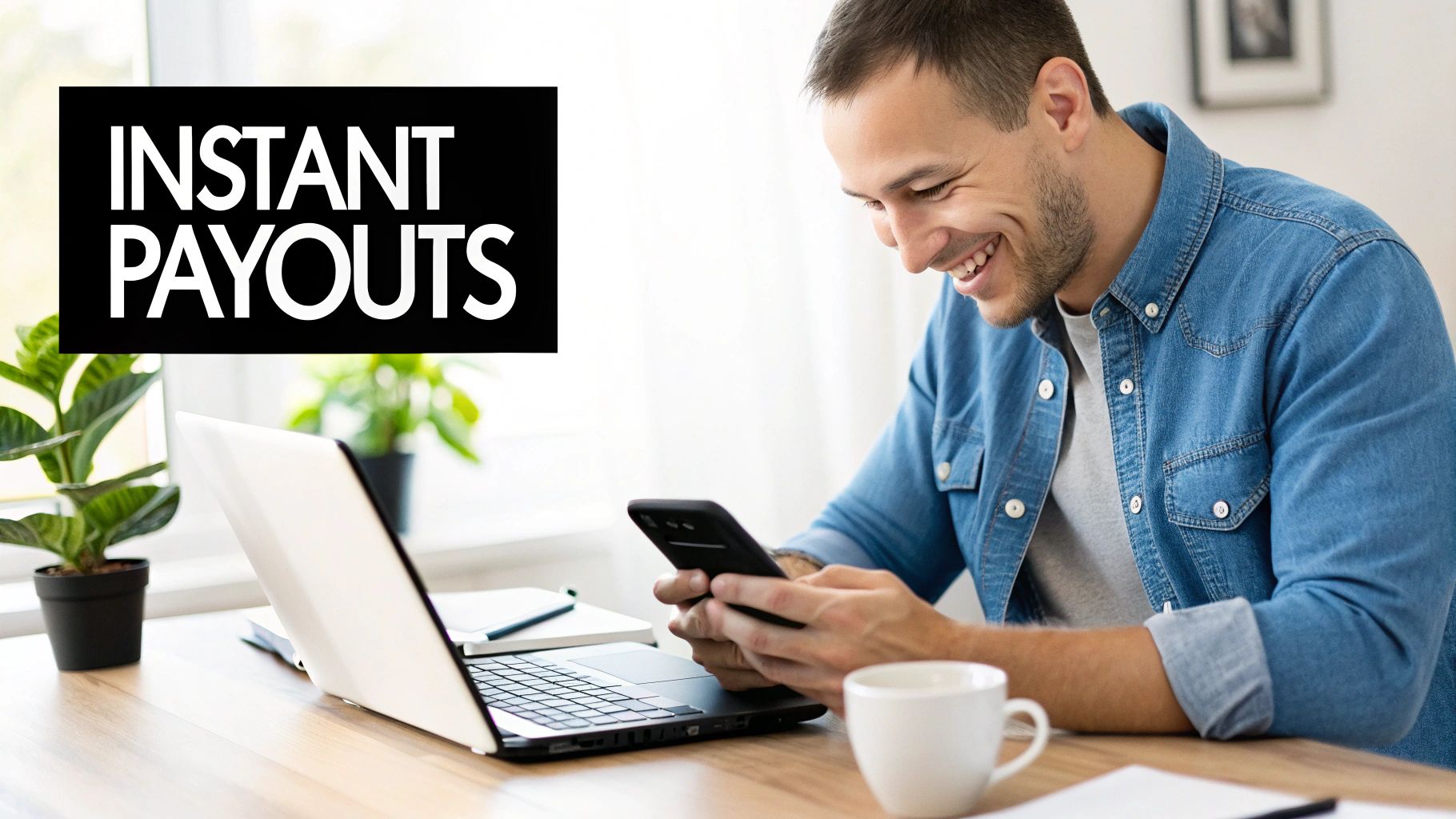 A group of affiliates collaborating and looking at analytics on a screen.