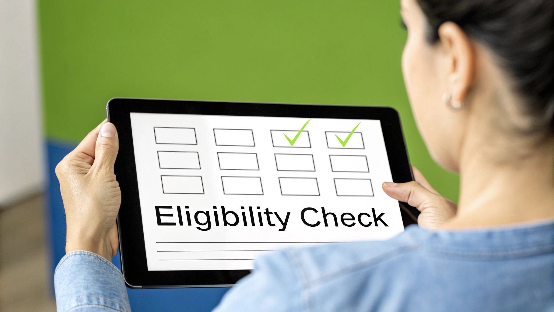 A person's hands holding up identification and business documents in front of a laptop displaying the TikTok Shop seller portal.