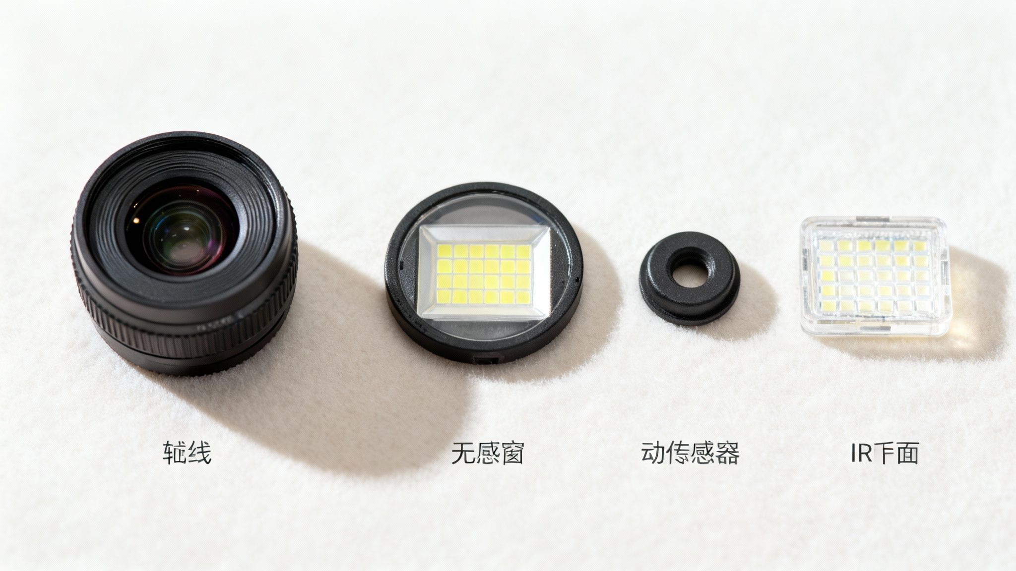 A trail camera mounted on a tree in a sunlit forest