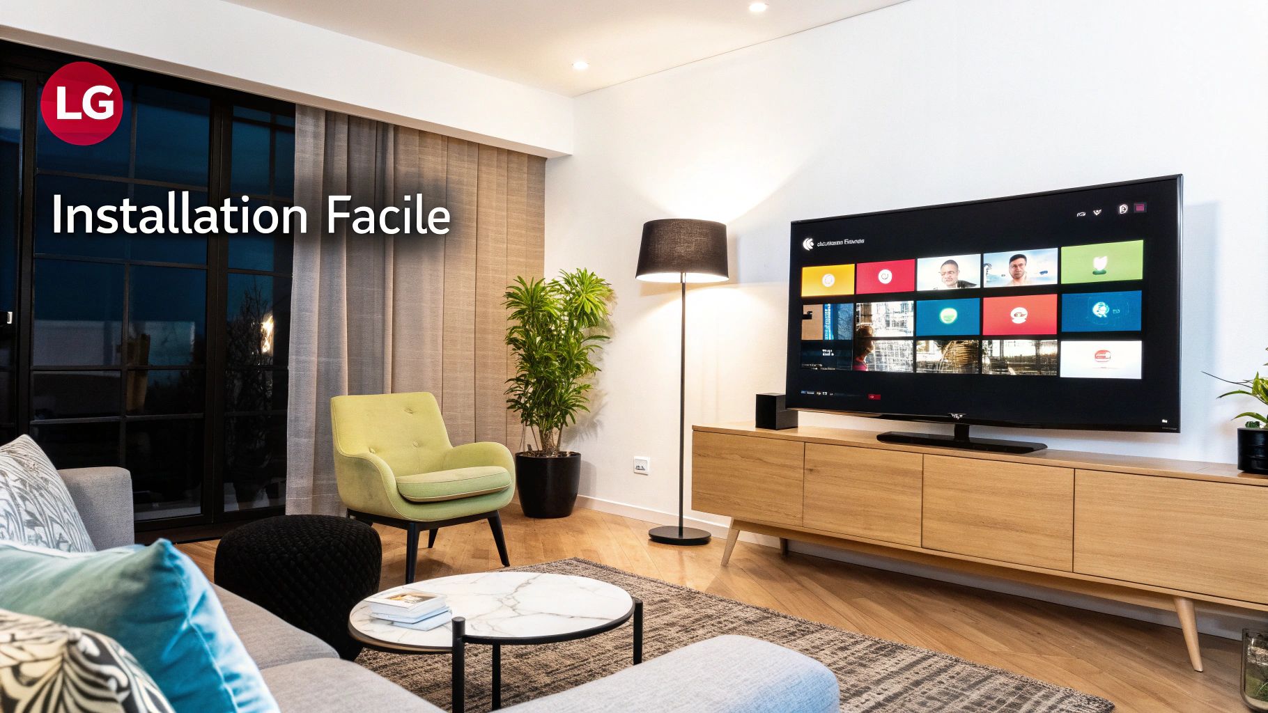 Image d'une personne utilisant une application IPTV sur une smart TV LG