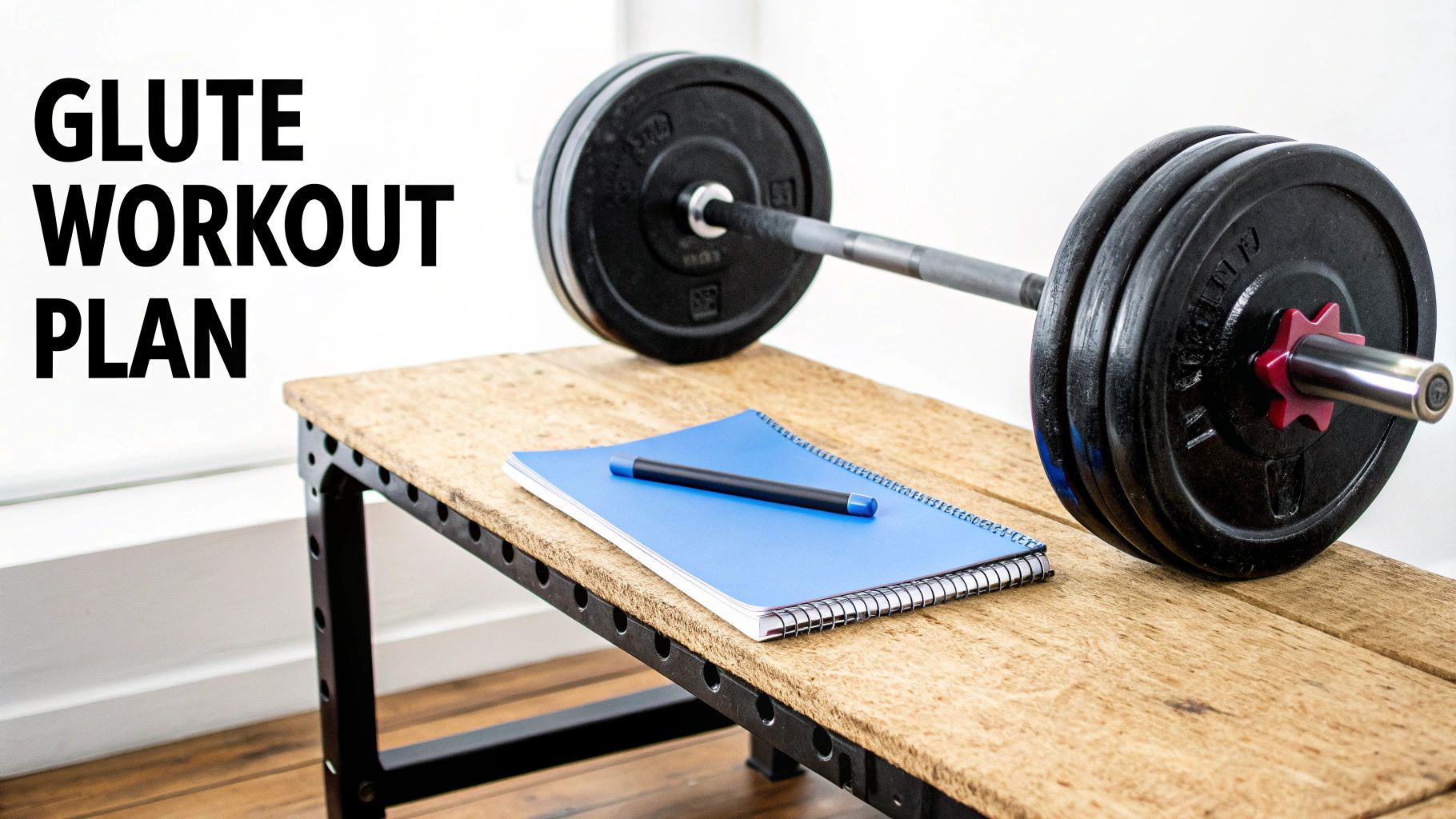 Woman performing a hip thrust with a barbell in a gym
