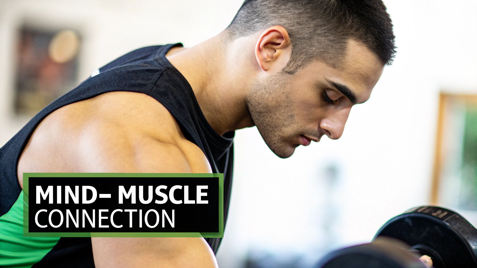 Woman performing a glute bridge with focused intent, highlighting the mind-muscle connection.