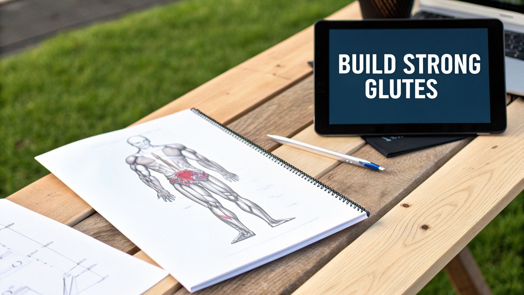 A woman performing a weighted glute bridge exercise with a barbell in a gym setting.