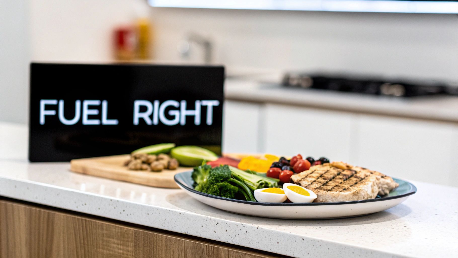 Woman preparing a healthy meal with fresh vegetables in a bright kitchen