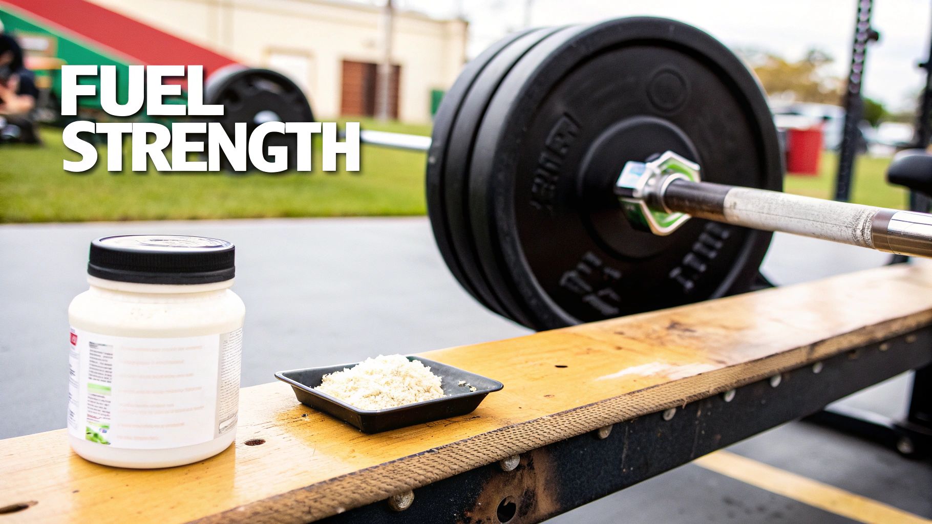 A woman in athletic wear mixes a supplement drink in a shaker bottle, looking focused and ready for her workout.