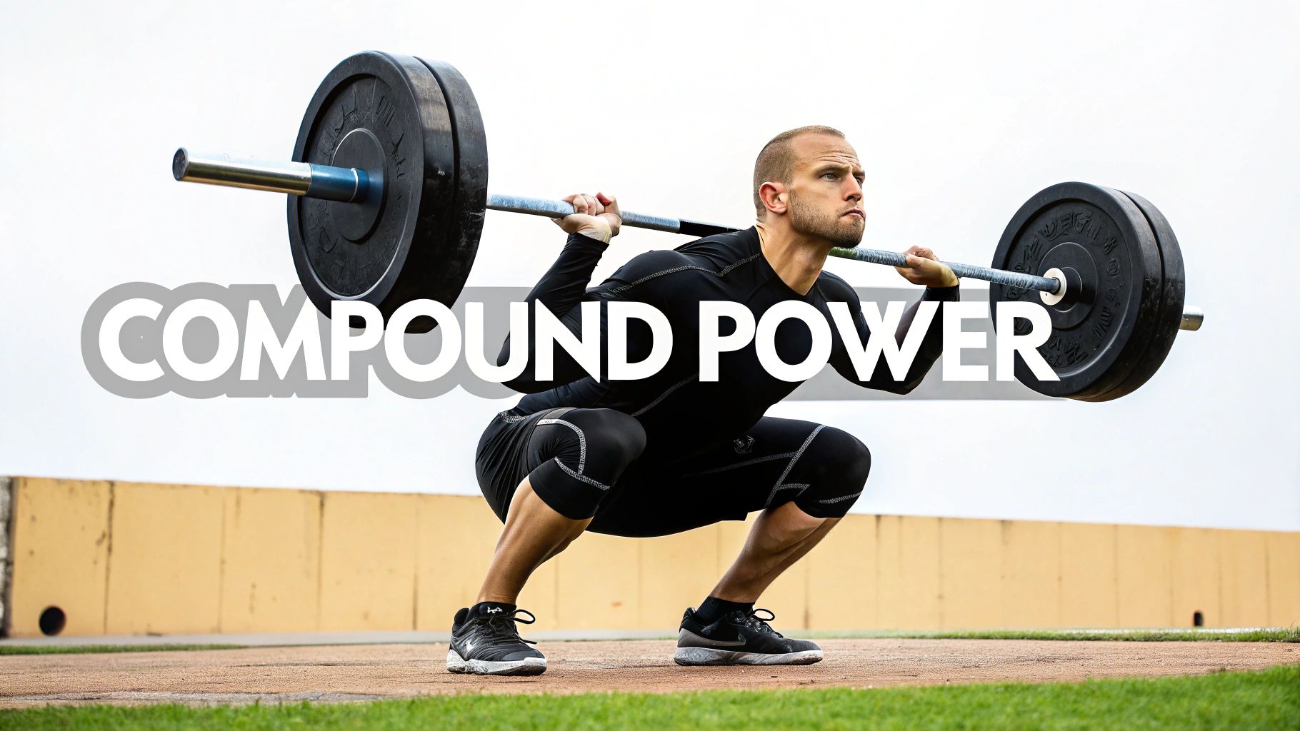 A woman with a muscular physique doing squats with a barbell in a gym, highlighting the intensity of bodybuilding leg workouts.