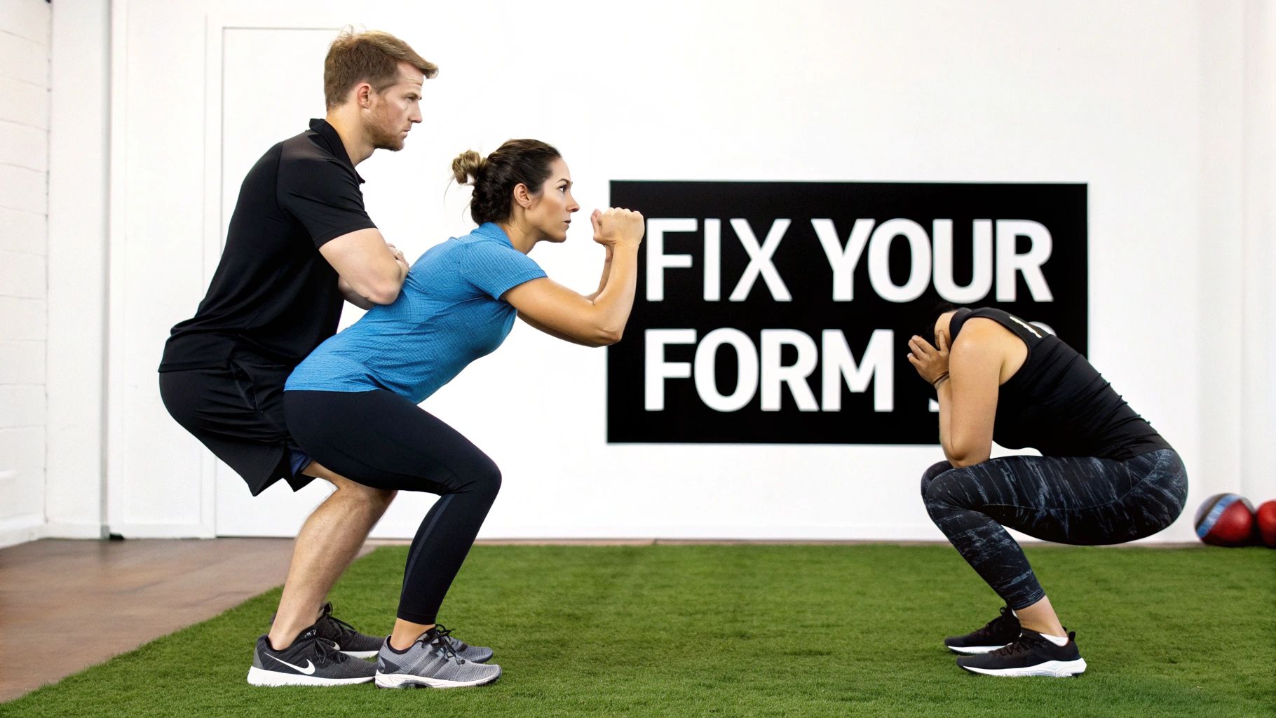 A woman looking stressed and overwhelmed while sitting on a workout bench in a gym.