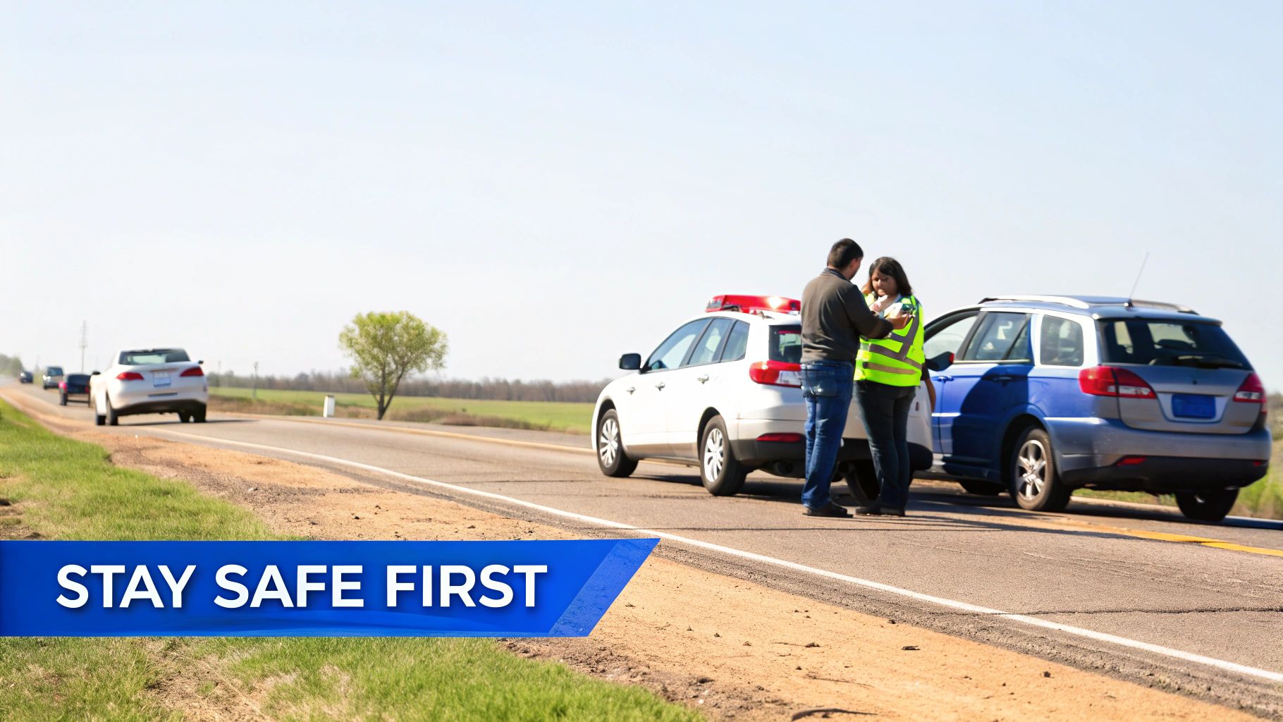 Person taking photos of car damage with their smartphone after an accident.